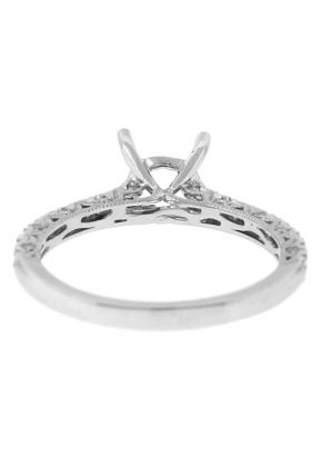 Semi Mount Engagement Ring with Single Row of Diamonds in 18k White Gold