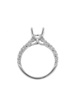 Semi Mount Engagement Ring with Single Row of Diamonds in 18k White Gold