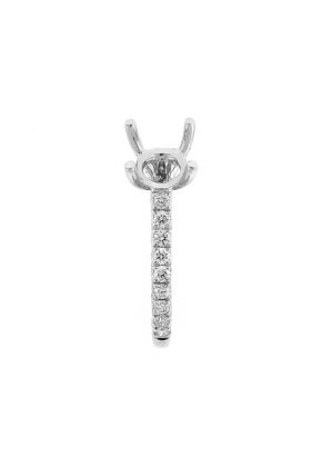 Semi Mount Engagement Ring with Single Row of Diamonds in 18k White Gold
