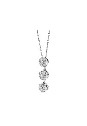 Three Tier Dangling Diamond Cluster Pendant in 18k White Gold