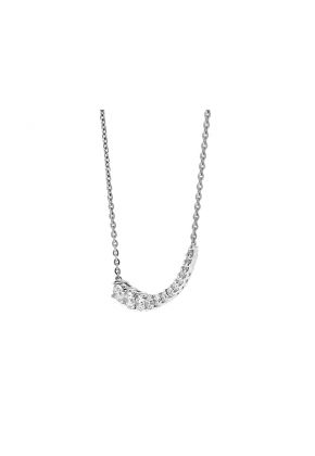 Tilted Arc Necklace with Graduating Diamonds in 18k White Gold