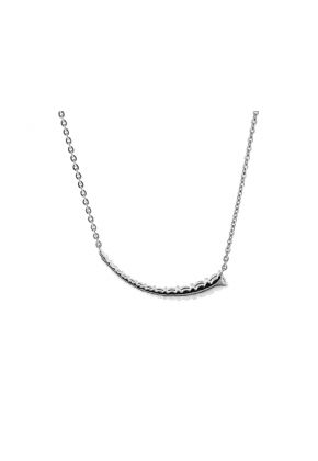 Tilted Arc Necklace with Graduating Diamonds in 18k White Gold