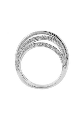 Abstract Crossover Style Ring with Pav?? Set Diamonds in 18k White Gold