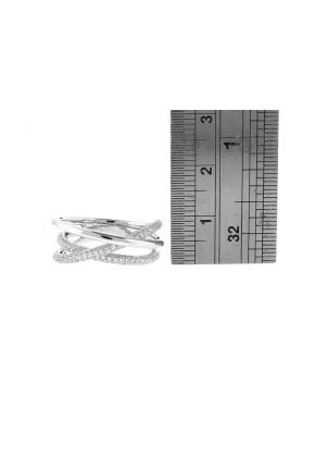 Abstract Crossover Style Ring with Pav?? Set Diamonds in 18k White Gold