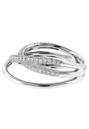 Abstract Crossover Style Ring with Pav?? Set Diamonds in 18k White Gold