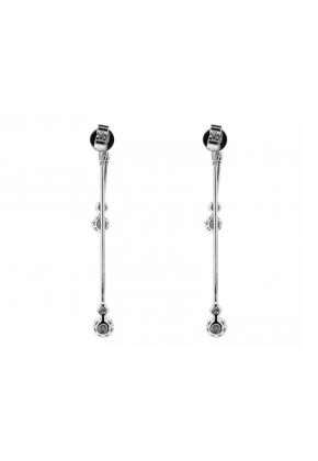 Long Double Dangling Earrings with Diamonds in 18k White Gold