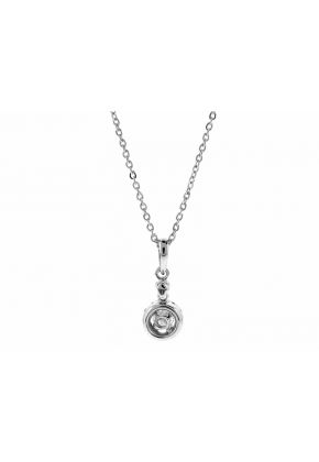 Solitaire Style Pendant with Halo of Diamonds in 18k White Gold
