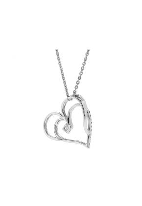 Intertwined Hearts Pendant with Diamonds in 18k White Gold