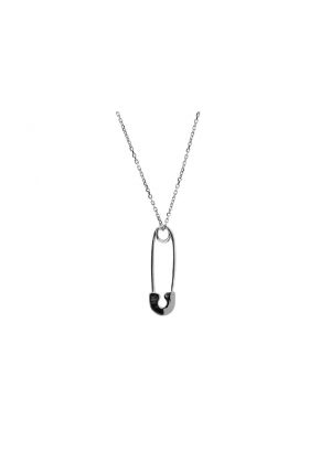 Safety Pin Pendant with Diamonds in 18k White Gold