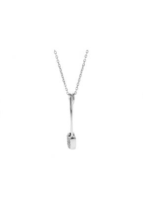 Safety Pin Pendant with Diamonds in 18k White Gold