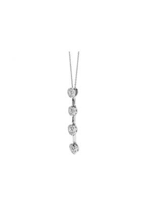 Vertical Drop Pendant with 4 Clusters of Diamonds in 18k White Gold