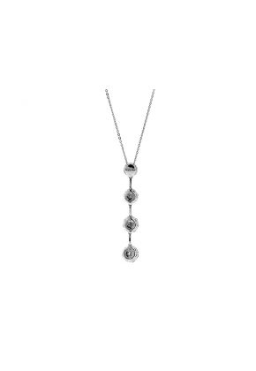 Vertical Drop Pendant with 4 Clusters of Diamonds in 18k White Gold