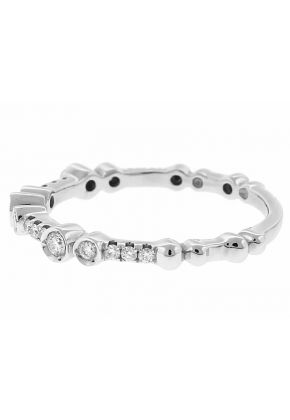 Wedding / Anniversary Band with Abstract Bezel Set Diamonds in 18k White Gold