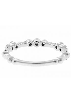 Wedding / Anniversary Band with Abstract Bezel Set Diamonds in 18k White Gold