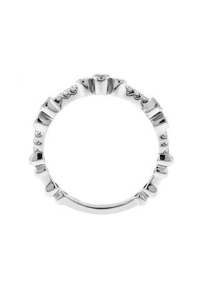 Wedding / Anniversary Band with Abstract Bezel Set Diamonds in 18k White Gold