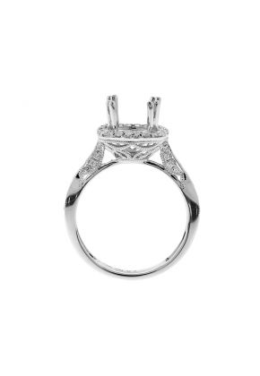 Square Halo Semi Mount Engagement Ring with Graduating Diamonds in 18k White Gold