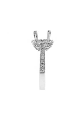 Square Halo Semi Mount Engagement Ring with Graduating Diamonds in 18k White Gold