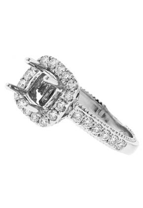 Semi Mount Square Halo Engagement Ring with Diamonds in 18k White Gold