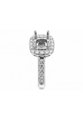 Semi Mount Square Halo Engagement Ring with Diamonds in 18k White Gold
