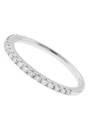 Single Row Wedding / Anniversary Band with Diamonds in 18k White Gold