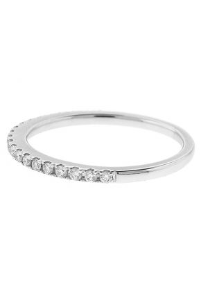 Single Row Wedding / Anniversary Band with Diamonds in 18k White Gold