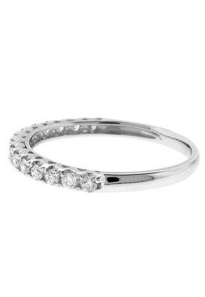 Single Row Wedding / Anniversary Band with Scallop Design Between Diamonds in 18k White Gold