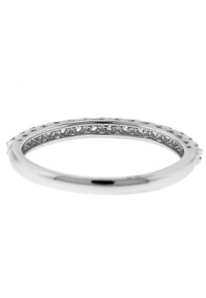 Single Row Wedding / Anniversary Band with Scallop Design Between Diamonds in 18k White Gold