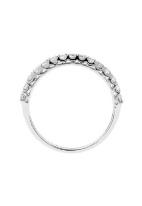 Single Row Wedding / Anniversary Band with Scallop Design Between Diamonds in 18k White Gold