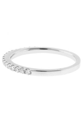 Single Row Wedding / Anniversary Band with Diamonds in 18k White Gold