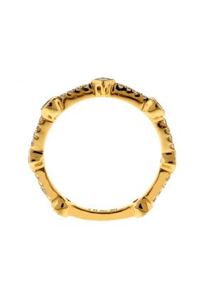 Wedding / Anniversary Band with Pattern of Bezel Set Round & Princess Cut Diamonds in 18k Yellow Gold