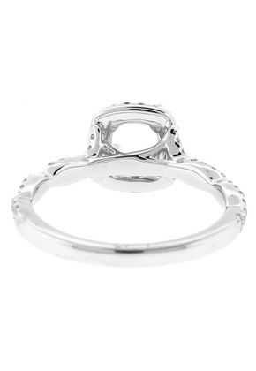 Semi Mount Square Halo Twist Shank Engagement Ring with Diamonds in 18k White Gold