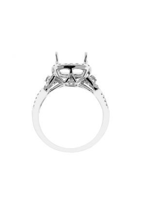 Semi Mount Square Halo Twist Shank Engagement Ring with Diamonds in 18k White Gold