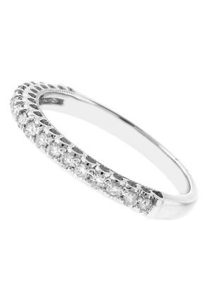 Single Row Wedding / Anniversary Band with Openwork Design and Diamonds in 18k White Gold