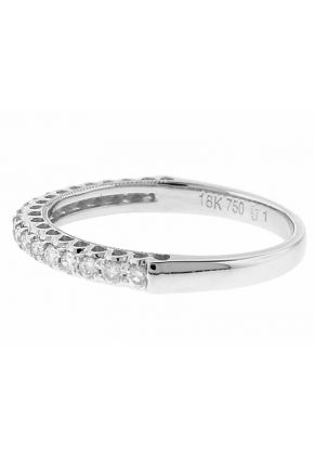Single Row Wedding / Anniversary Band with Openwork Design and Diamonds in 18k White Gold