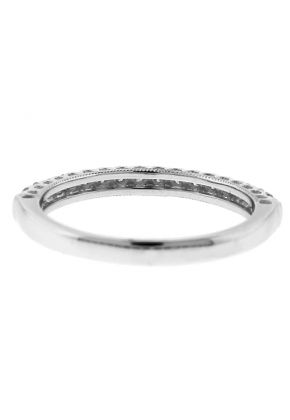 Single Row Wedding / Anniversary Band with Openwork Design and Diamonds in 18k White Gold