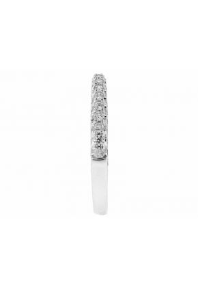 Single Row Wedding / Anniversary Band with Openwork Design and Diamonds in 18k White Gold