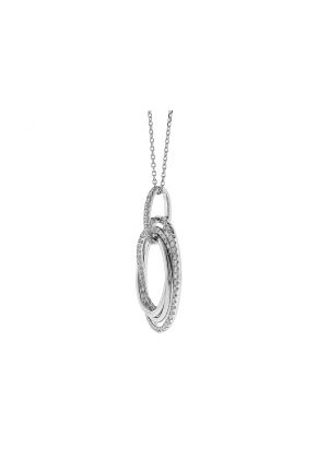Oval Pendant with an Interlocking Design of Diamonds and 18k White Gold