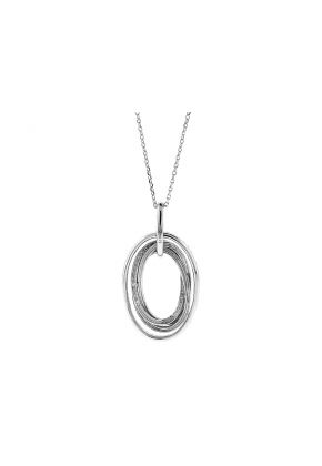 Oval Pendant with an Interlocking Design of Diamonds and 18k White Gold