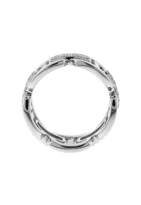 Ladies Fashion Ring with Interlocking Links of Diamonds in 18k White Gold