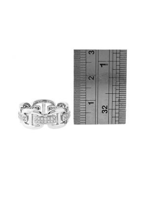 Ladies Fashion Ring with Interlocking Links of Diamonds in 18k White Gold