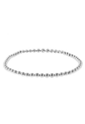 Beaded Design Bangle with Diamonds 18k White Gold