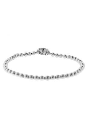 Beaded Design Bangle with Cluster of Diamonds 18k White Gold