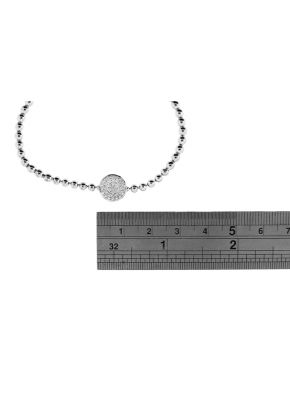 Beaded Design Bangle with Cluster of Diamonds 18k White Gold