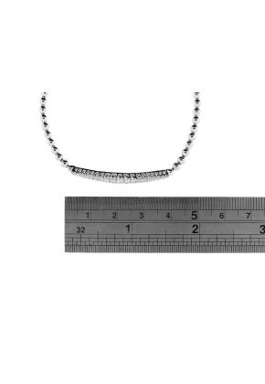 Beaded Bangle with Spaced Bars of Diamonds in 18k White Gold