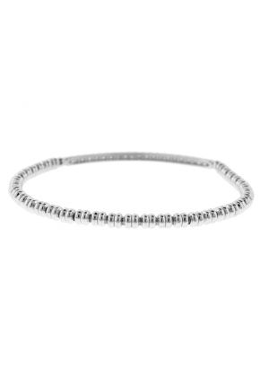 18k White Gold Beaded Bangle with Bar of Diamonds