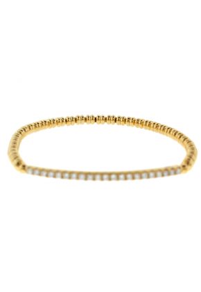 18k Yellow Gold Beaded Bangle with Bar of Diamonds