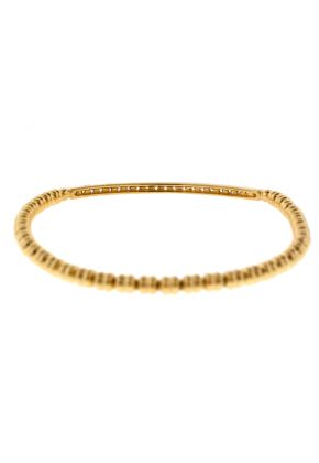 18k Yellow Gold Beaded Bangle with Bar of Diamonds
