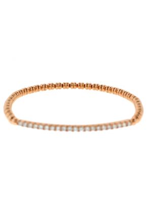 18k Rose Gold Beaded Bangle with Bar of Diamonds