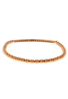 18k Rose Gold Beaded Bangle with Bar of Diamonds
