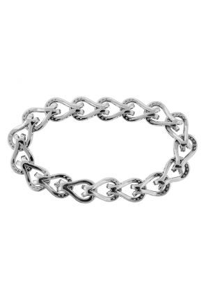 Link Style Bracelet with Interlocking Drop Design of Diamonds in 18k White Gold